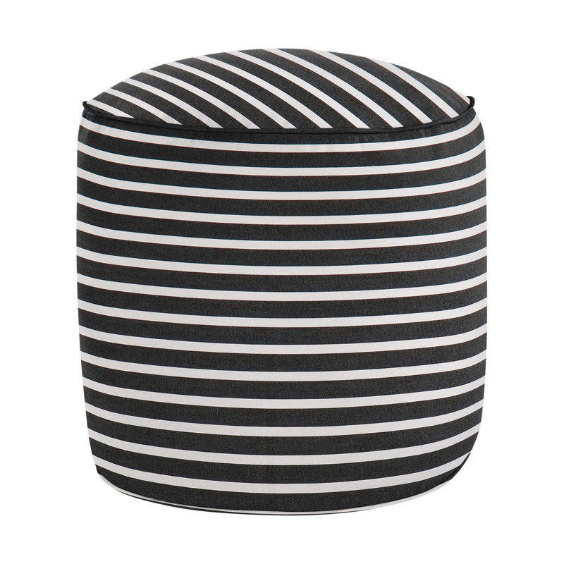 Repose-pieds d'extérieur avec coussins Sunbrella Moseley, Shore classique rayé noir Sunbrella®
