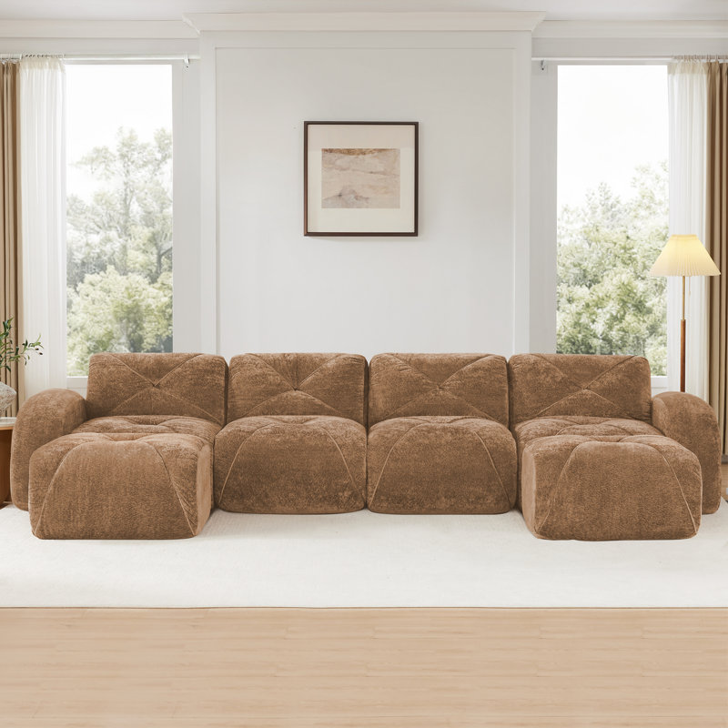 Canapés flexibles en forme de U, confort en velours, design moderne pour les salons