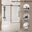 Porte de douche avec verre trempé transparent de 1/4 po de 6 mm, film à l'épreuve, poignée en acier inoxydable noir mat, l 56 à 60 po x H, fonctionnement silencieux et efficace pour un mouvement silencieux en douceur dans la salle de bain