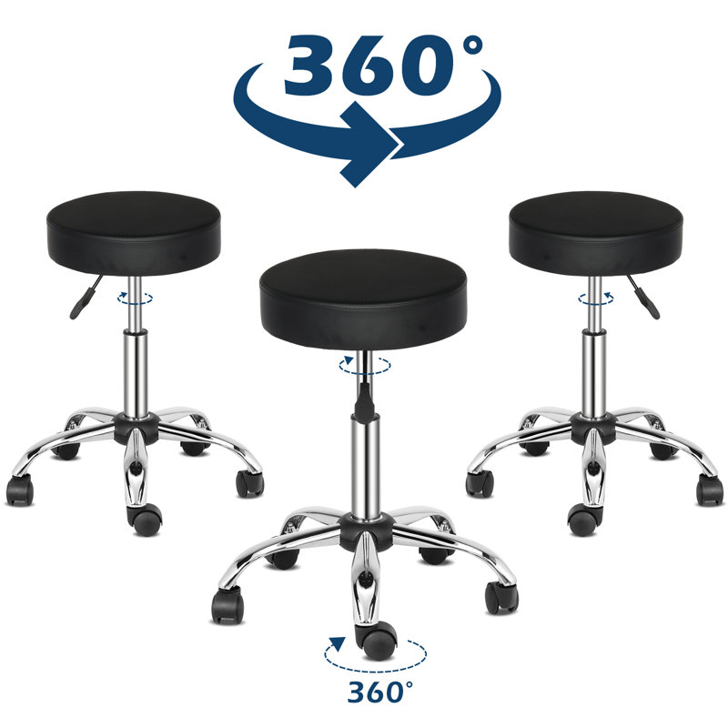 Adjustable Height Ergonomic Lab Stool with Footring Wheels