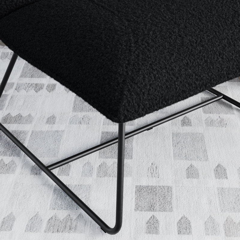 Chaises d'appoint rembourrées en velours Teddy, Noir