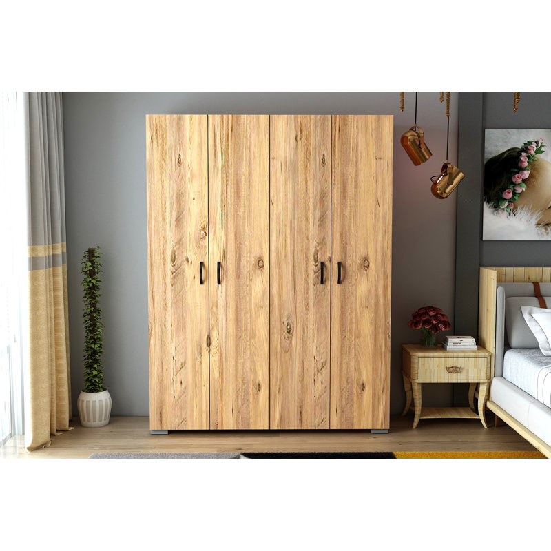 Berend 4 Door Manufactured Wood Wardrobe, Atlantic Pine