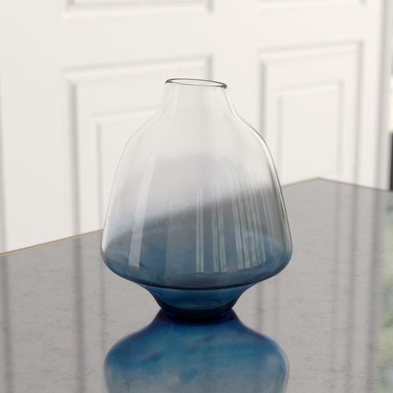 Water Dance Glass Table Vase, 10" H x 8.25" W x 8.25" D