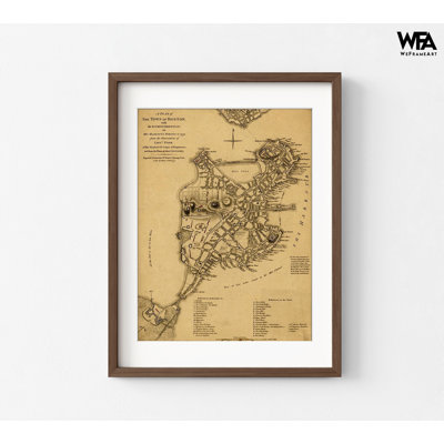 Boston In 1775, City Map Print, Map Of Boston Massachusetts, Framed Boston Poster, Rustic Guest Bathroom Remodel Idea, Entryway Wall Art