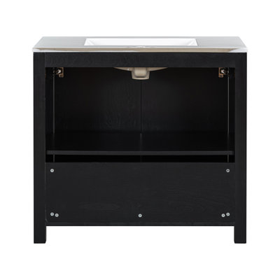 Retro Style Double Bathroom Storage Vanity Set With Double Ceramic Sinks