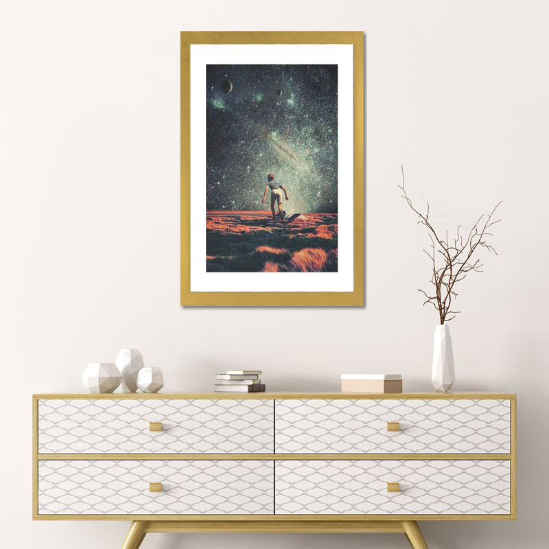 « Nostalgia » par Frank Moth-impression, Papier encadré doré, Blanc, H 24 po x l 16 po x P 1 po