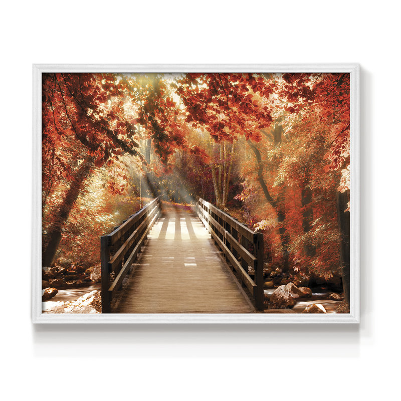Pont d'automne - reproduction encadrée - réversible, H 22 po x l 28 po, Blanc