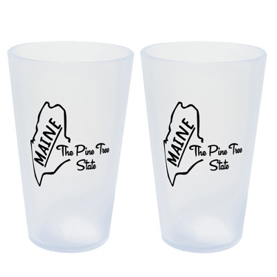 Silipint: State Pint Glasses 16oz: 2 Pack - Maine - Icicle Silicone Cups, Unbreakable