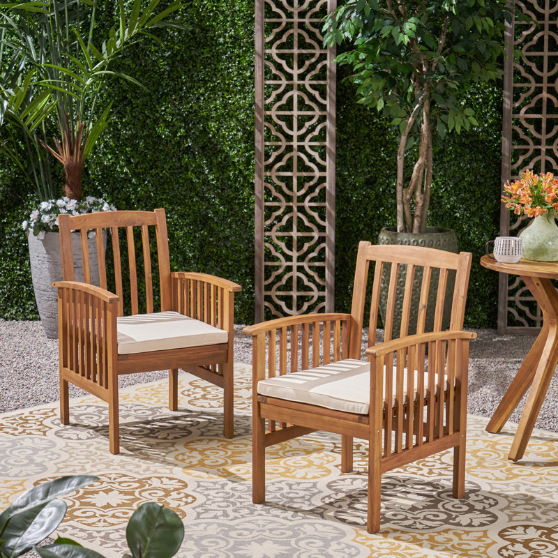 Chaise de salle à manger en bois 2 pièces avec coussins - Élégante pour l'extérieur 2 chaises, espaces, Brun