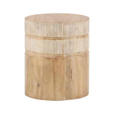 Dovetail Furniture Malvina 15" Round Mango Wood End Table, Natural