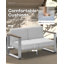 Ensemble de conversation de patio en aluminium 5 pièces avec coussins de 15 cm, canapé, causeuse, 2 fauteuils et table basse-757615433-757615429