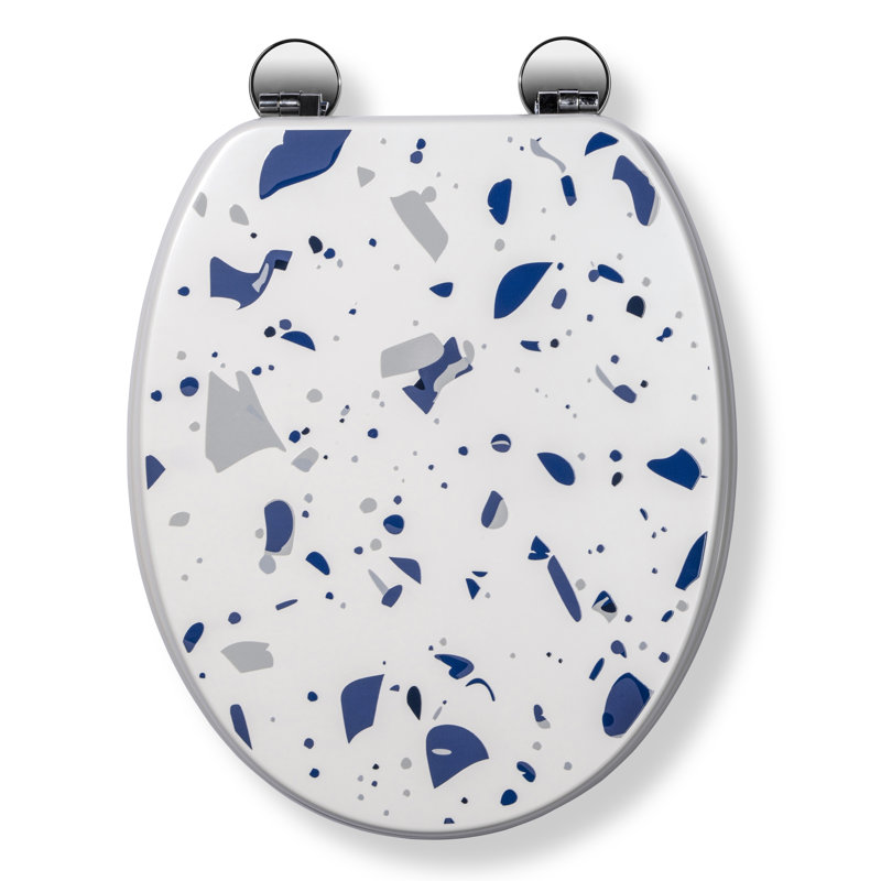 Flexi-Fix Round Hard Toilet Seat, White/Blue