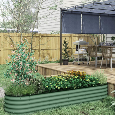 23.5" W X 16.5" H 94.5" L Galvanized Raised Garden Bed Kit, Outdoor Metal Planter With Edging, Excellent For Growing Flowers, Herbs & Veggies, 93" 22.5" Stunning Landscaping,