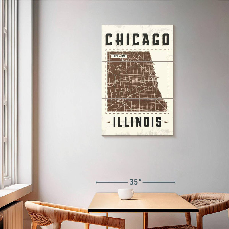 Aliaz Chicago Map, 57" H x 36" W