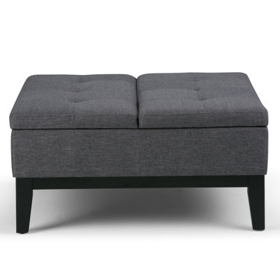 Repose-pieds de rangement pour table basse contemporaine en cuir végétalien l 36 po Dover
