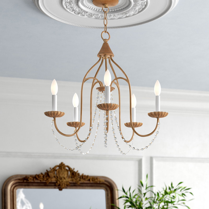 Hauppauge 5 - Light Dimmable Classic / Traditional Chandelier, Antique Gold Leaf