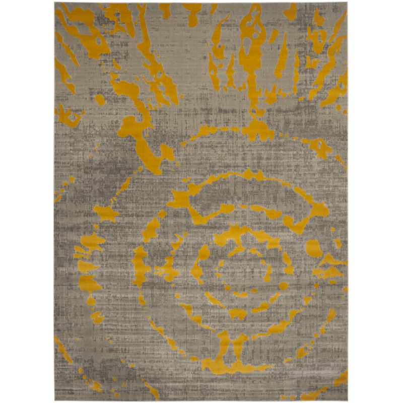 Tapis gris clair / jaune Lenexa, Rectangle 8 pi 2 po x 11 pi