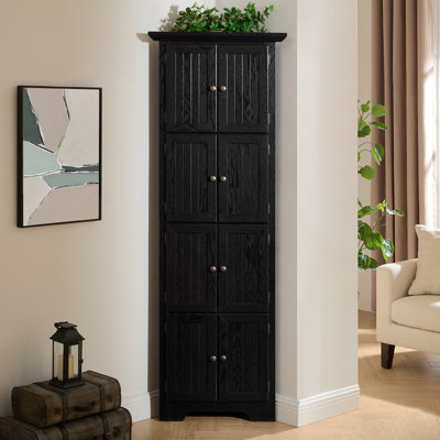 4-Tier 72" Corner Kitchen Pantry Storage Cabinet With 8 Doors Tall Storage Cabinet, Corner Cabinet And Shelves, Home Farmhouse Bookshelf Cabinet For B