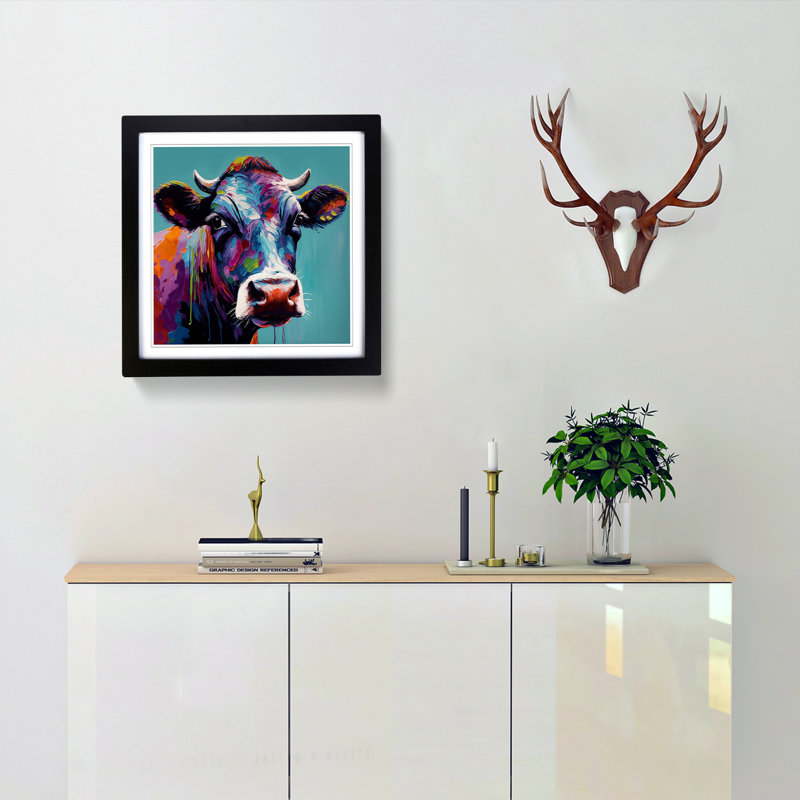 Cow Color Field No.4 - Framed Print, Black
