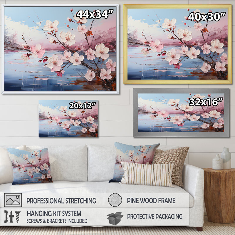 Fleur de pommier I sur toile, H 30 po x l 40 po x P 1,5 po, Toile tendue