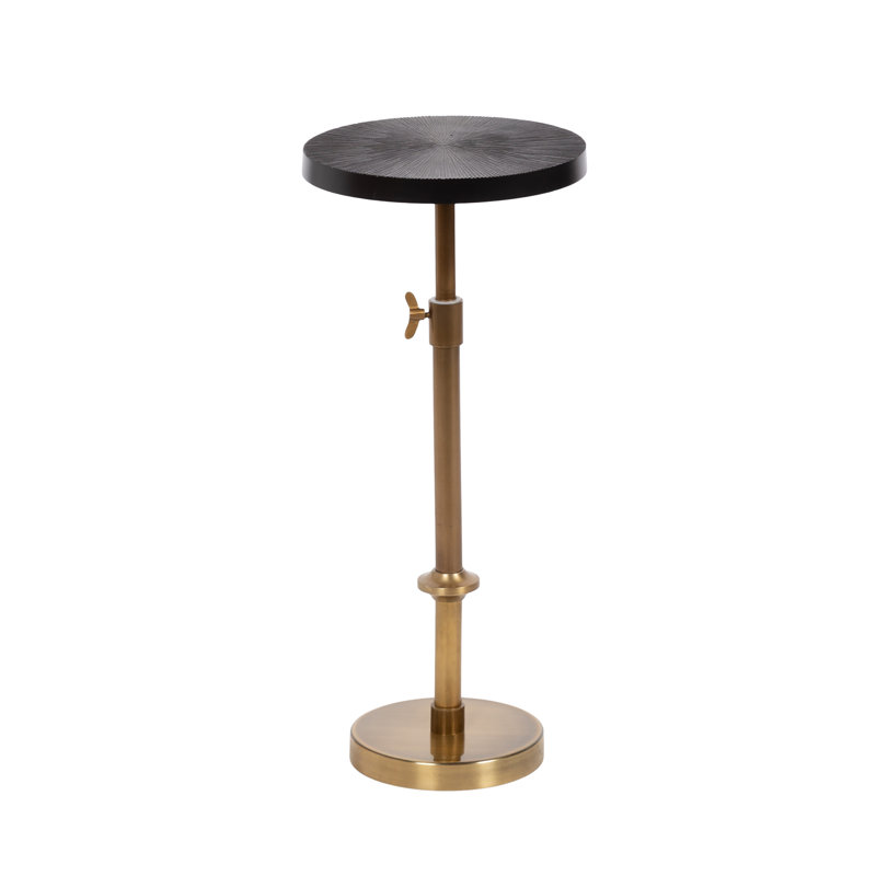 Traditional Adjustable-Height Metal Pedestal Table, 29.75" H x 10" W x 10" D, Gold Top/Black Base