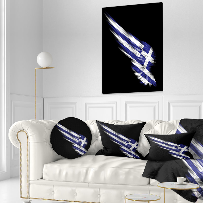 Wing with Greece Flag - Maps Printed Pillow