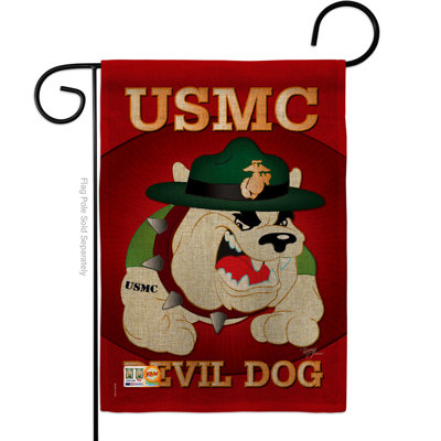 Drapeau de jardin à 2 côtés 5 pi 5 po x 1 pi devil dog americana dog