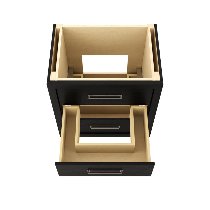 Avalon Three-Drawer Single Bath Vanity, 30", Classic Black, Satin Nickel
