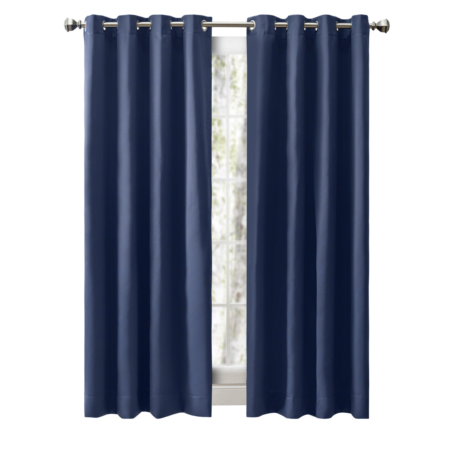 Ardelle Blackout Synthetic Curtain, 56" W x 72" L, Blue with Brushed Nickel Grommets