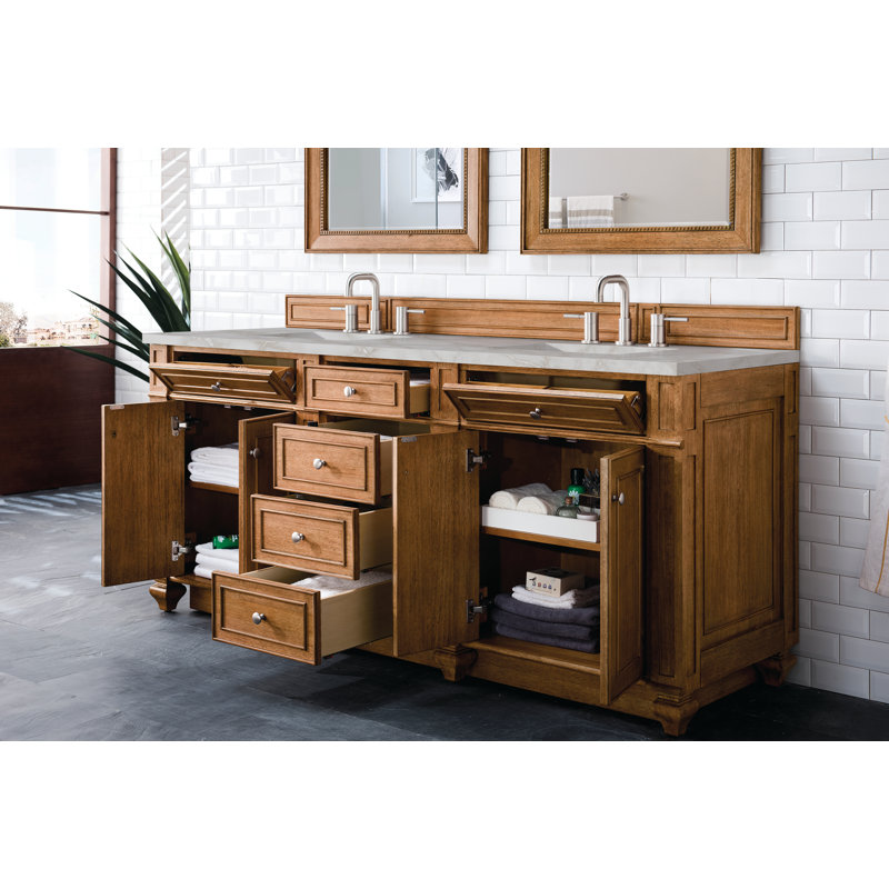 Bristol 72'' W Double Vanity, Victorian Silver, Saddle Brown, 8" Widespread