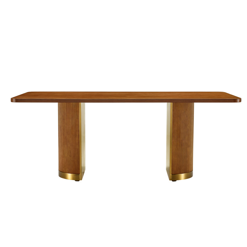 Ensemble de table de salle à manger en bois avec 8 chaises rembourrées Farmhouse, H 30 po x l 78 po x P 40 po, Brun