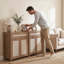 Buffet en rotin, armoire de rangement de style campagnard avec tablette réglable