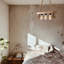 Lustre rustique en bois avec 3 douilles E27, 23,6 po x 3,5 po x 23,6 po | Max 40 W | Design moderne et moderne, finition de couleur unie élégante | Longueur du câble réglable: 15,7 pouces | Parfait pour les salles à manger et les espaces de vie