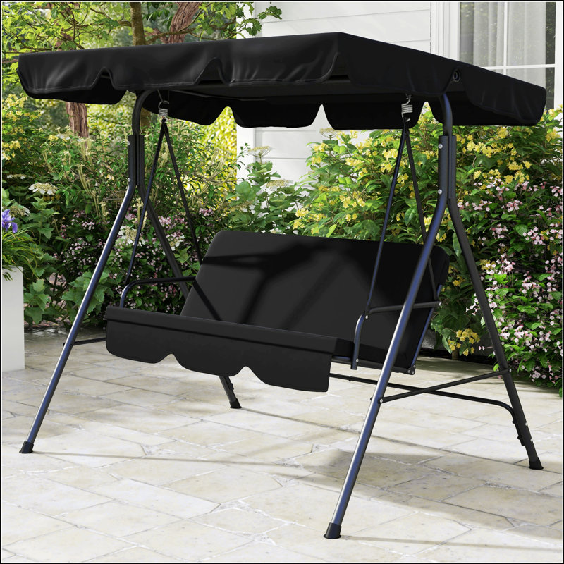 Balancelle d'extérieur 3 places avec coussin amovible, Noir