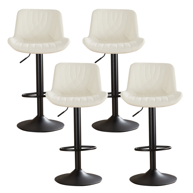 Swivel Adjustable Height Counter Stool With Footrest, Beige