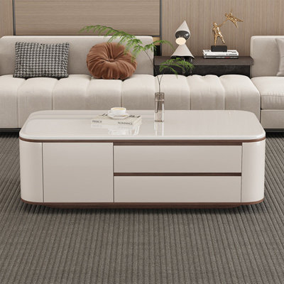 Table basse en pierre micro-cristalline avec rangement