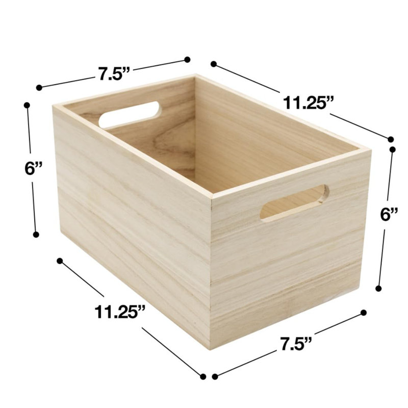 Caisses en bois non finies - bacs de rangement, boîte en bois pour rangement de garde-manger, garde-robe, artisanat, organisateurs d'armoires, contenants (paquet de 2)