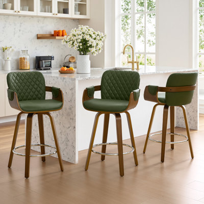 Modern Upholstered Swivel Counter Height Bar Stool