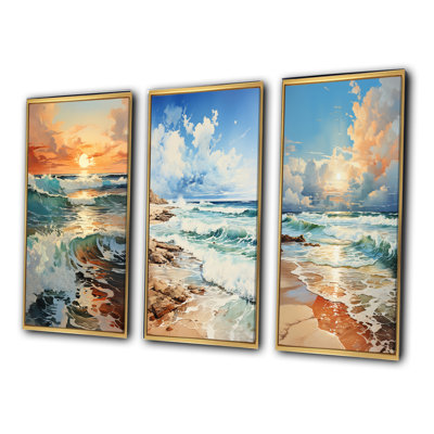 «Beach Photo Seaside Reflections», 3 pièces sur toile