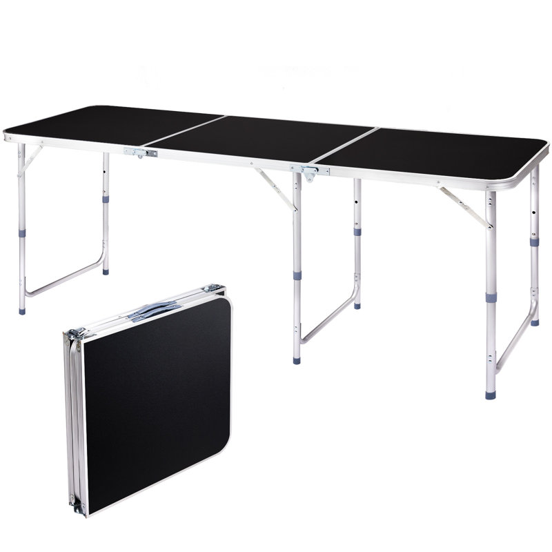 6 pi. Table de patio pliante noire en aluminium, Noir