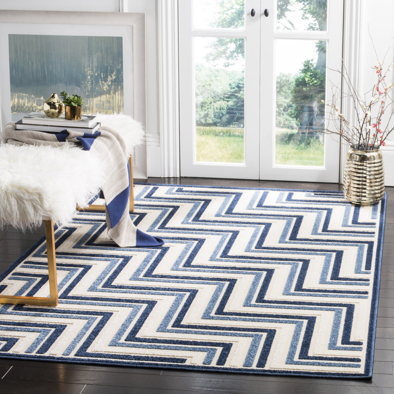 Tapis d'intérieur / extérieur à chevrons Jevan Performance, Rectangle 5 pi 3 po x 7 pi 7 po