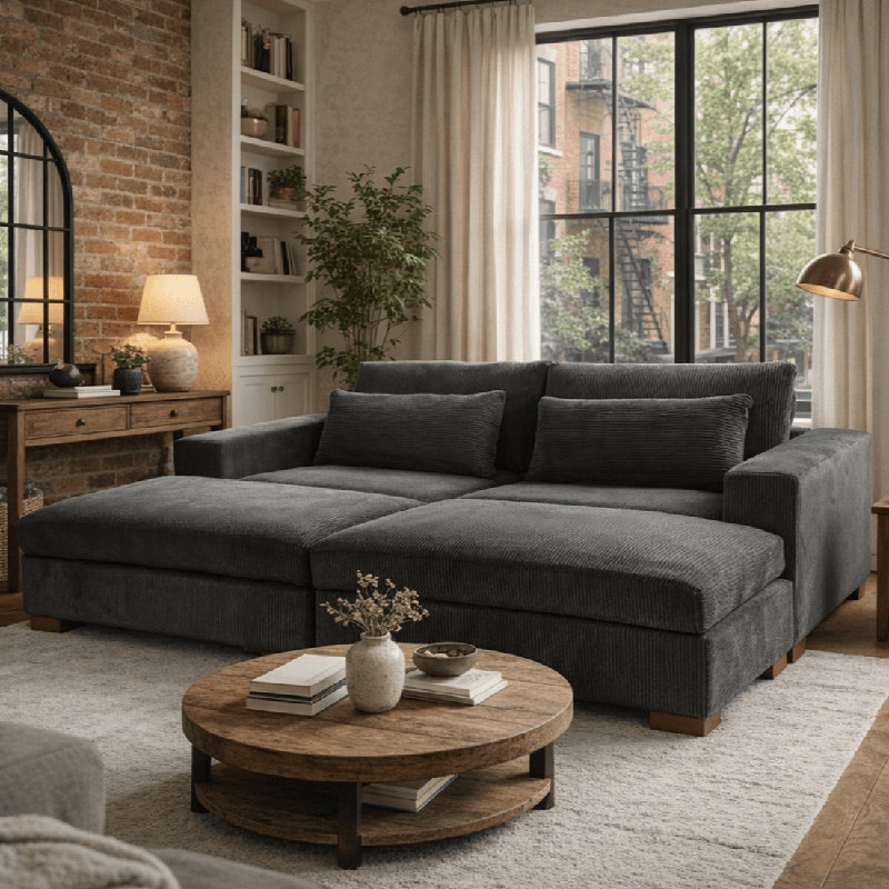 Kingswood 89'' Corduroy Sofa, Black
