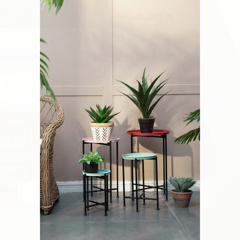 Ensemble de 4 supports à plantes gigognes multicolores, L1: D14x22 "L2: D12x20" L3: D10x16 "L4: D8x12"