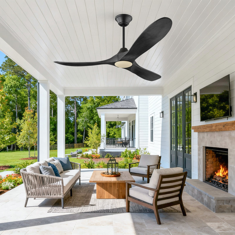 Ceiling Fan With Remote, 132cm Wide, Black