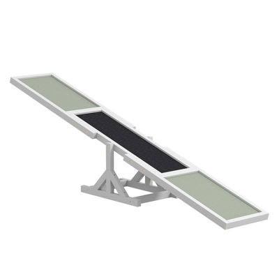 PawHut Wooden Dog Agility Seesaw for Training and Exercise, Weather Resistant Pet Platform Equipment, 71" L x 12" W, White