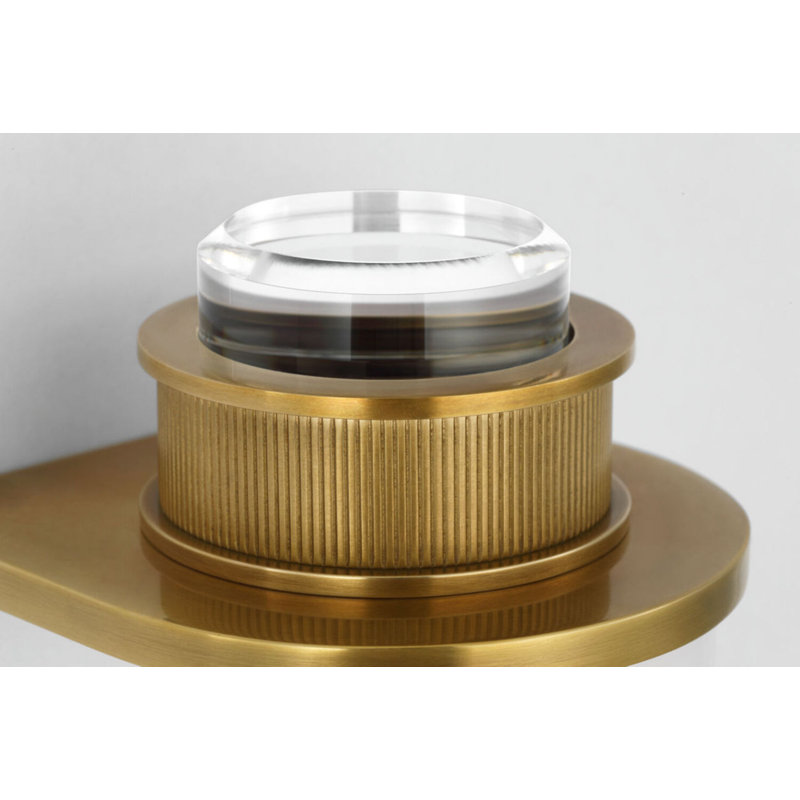Percy Linear Bath Sconce with White Glass, 28.5" H x 3.75" W x 4" D, Soft Brass