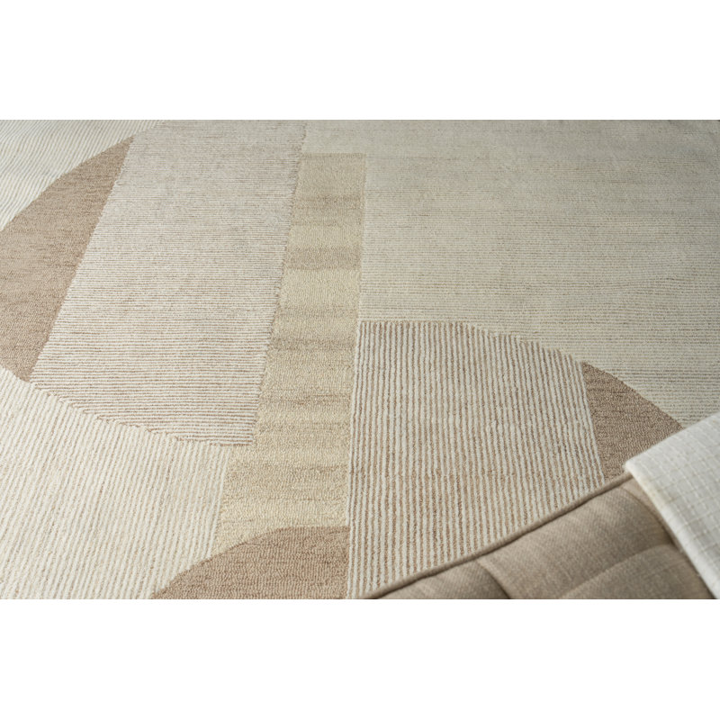 Mikura Hand Tufted New Zealand Wool Taupe/Light Brown/Ivory Area Rug, 12'X15'