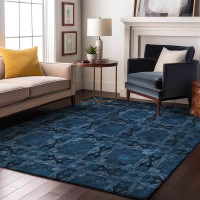 Premium Machine Washable Cerrito AMF564 Navy Rug