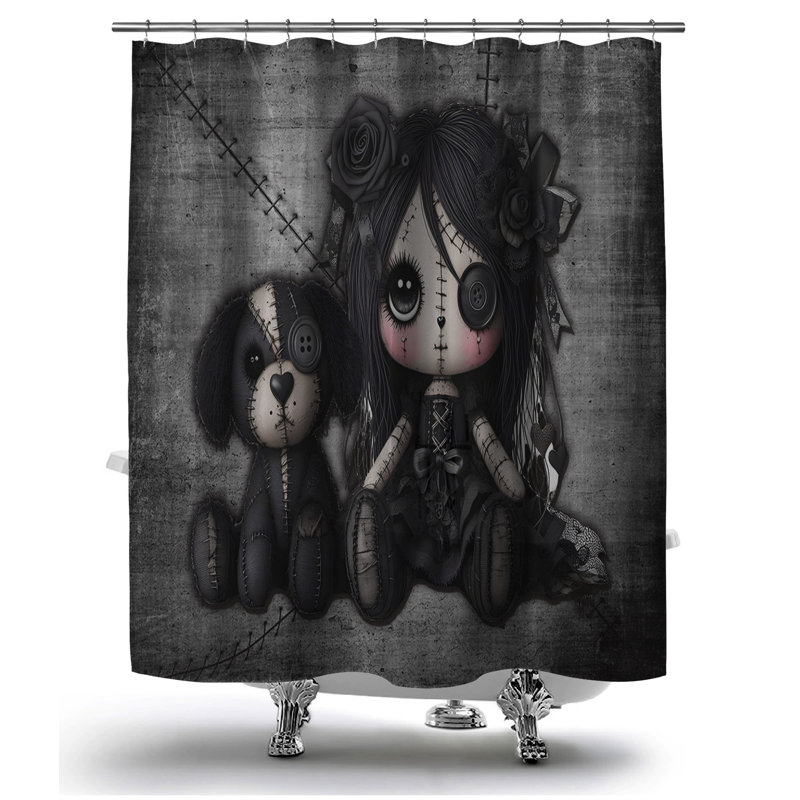Rideau de douche Little Stitch Ups, H 90 po x l 70 po, Gris