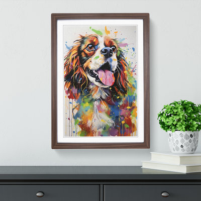 Cavalier King Charles Spaniel Action - Single Picture Frame Print on Wood